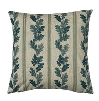 Thumbnail for Cottagecore cushion cover featuring green oak leaf stripes