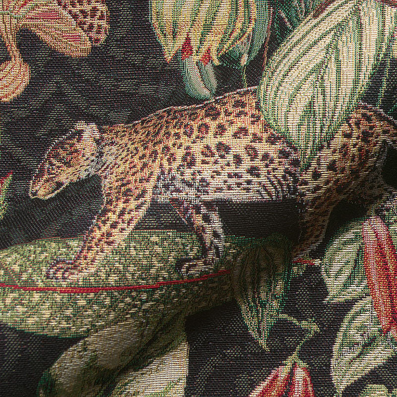 Detailed woven jungle fabric for cushions and curtains.