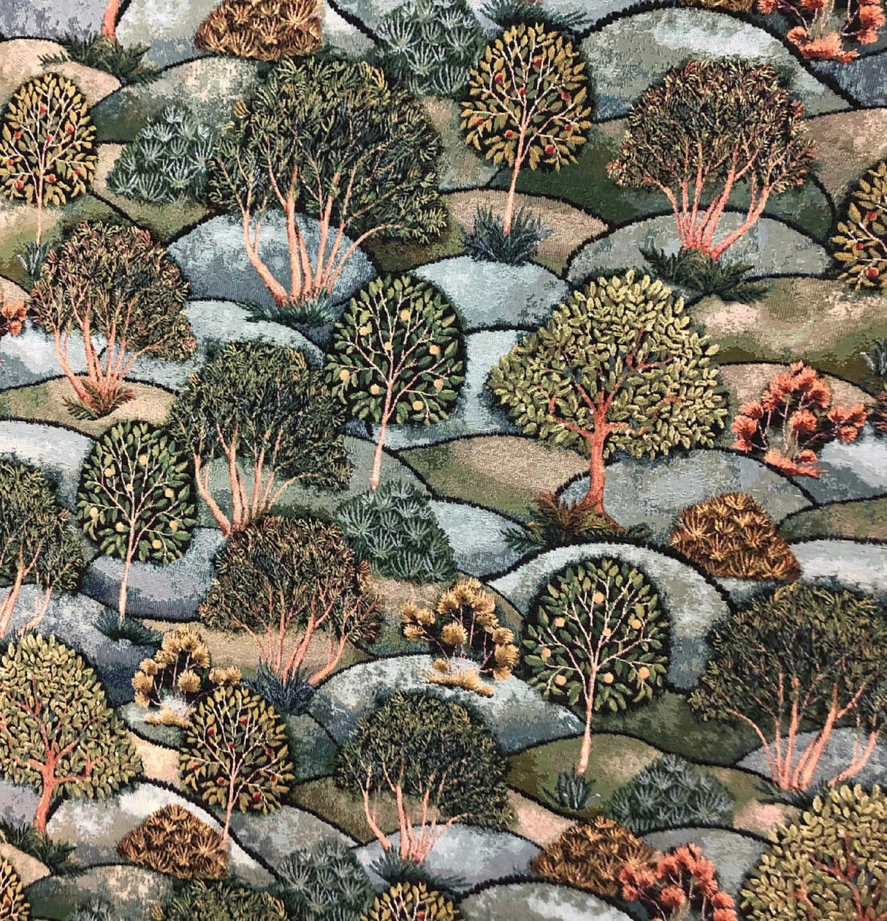 Pattern of trees and rocks with a focus on nature.