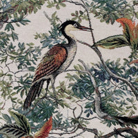 Thumbnail for Embroidered design of a bird on a branch with leaves and flowers.