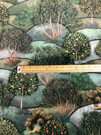 Thumbnail for Countryside trees and hills print fabric