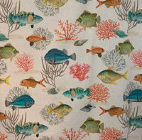 Thumbnail for Natural cotton fabric with underwater sea scene