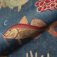 Thumbnail for Blue upholstery fabric with fish and coral pattern.