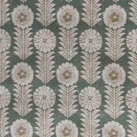 Thumbnail for Green floral fabric with soft ivory botanical print on textured base