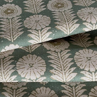 Thumbnail for Apple green floral fabric with balanced repeating botanical design