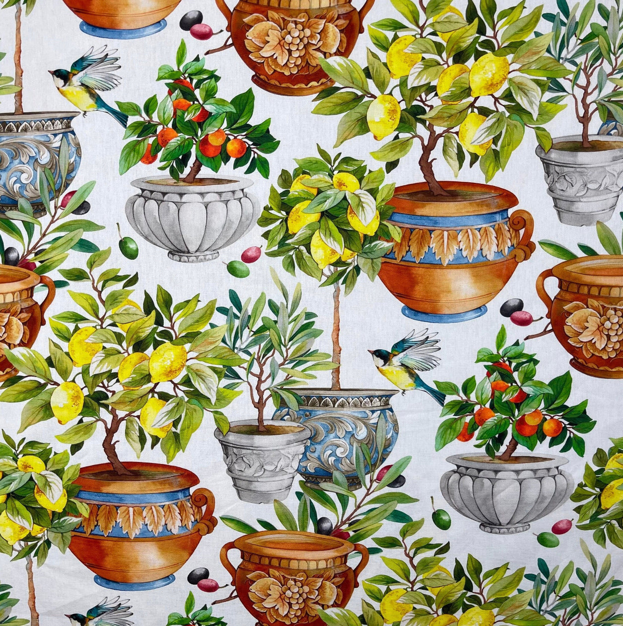 Rustic fruit and pot design for soft furnishings