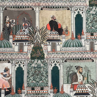 Thumbnail for Soft organic cotton fabric with pavilions and royal figures
