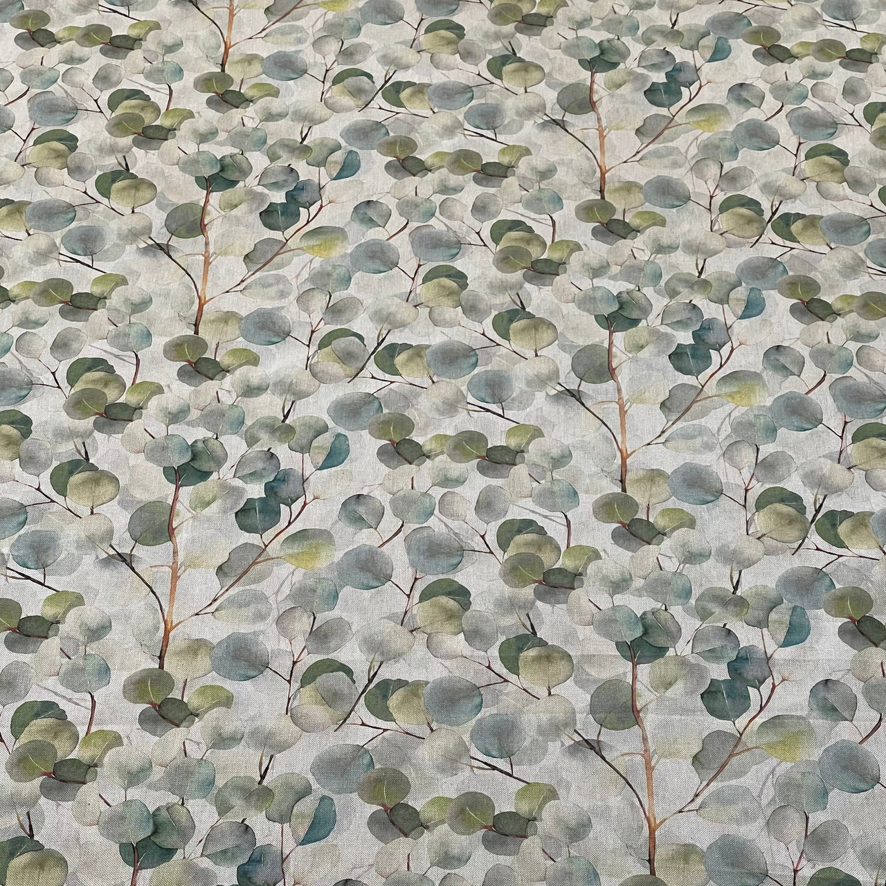 Eucalyptus branches repeating pattern on neutral background

