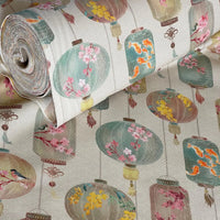 Thumbnail for Celestial Lanterns cotton fabric with muted pastel palette
