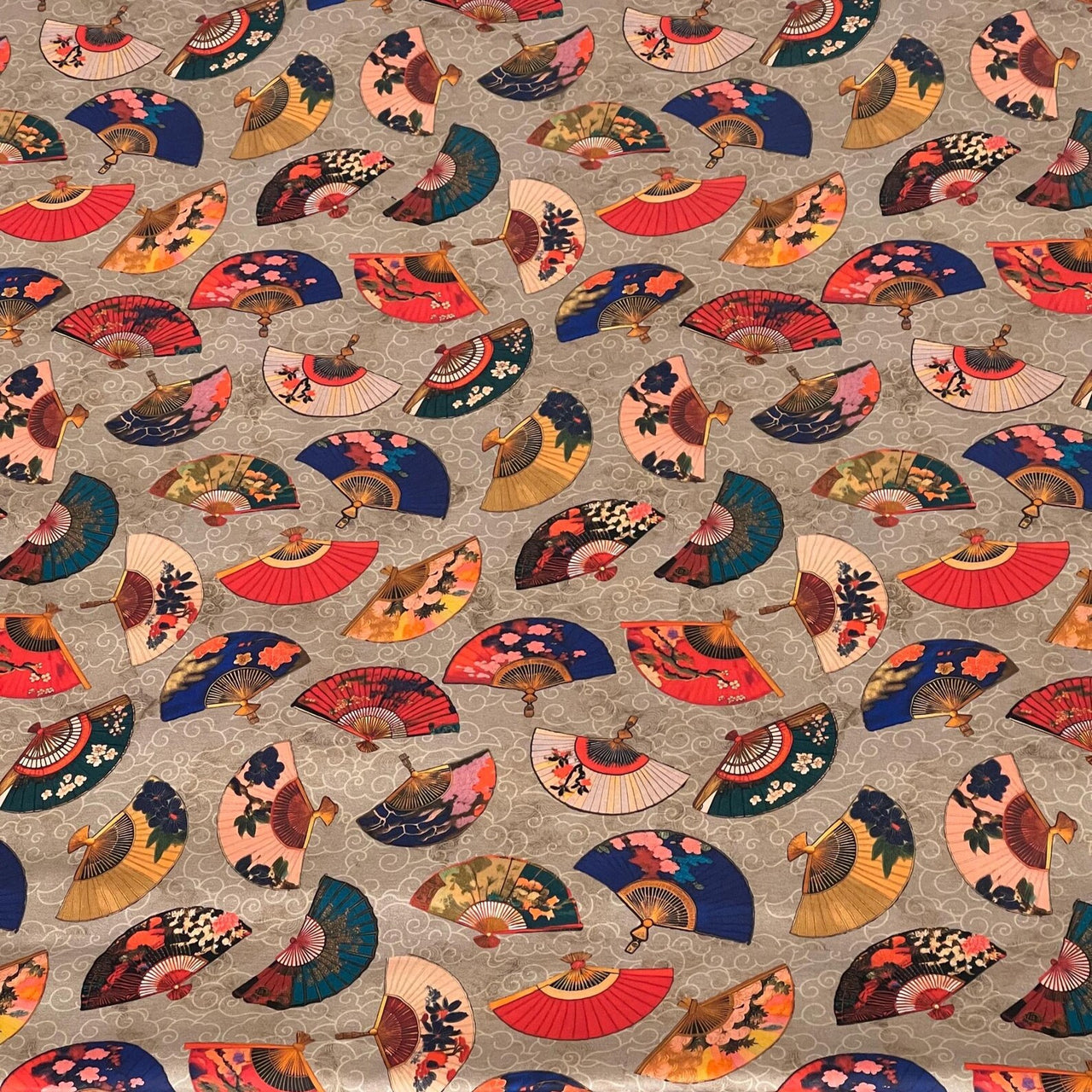 Premium cotton fabric with oriental fan design for cushions