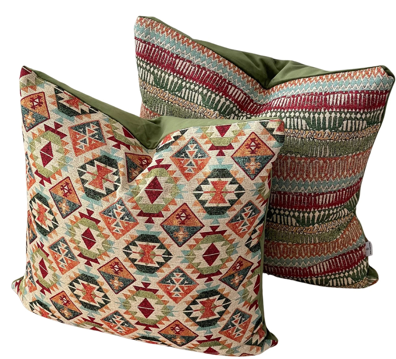 Vintage-style throw pillow in rug design
