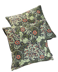 Thumbnail for Green and orange printed cotton cushion

