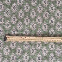 Thumbnail for Green and ivory paisley print fabric with subtle red botanical detail