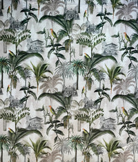 Thumbnail for Exotic velvet fabric with greenery and birds