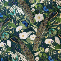 Thumbnail for Green curtain fabric with wildlife pattern.

