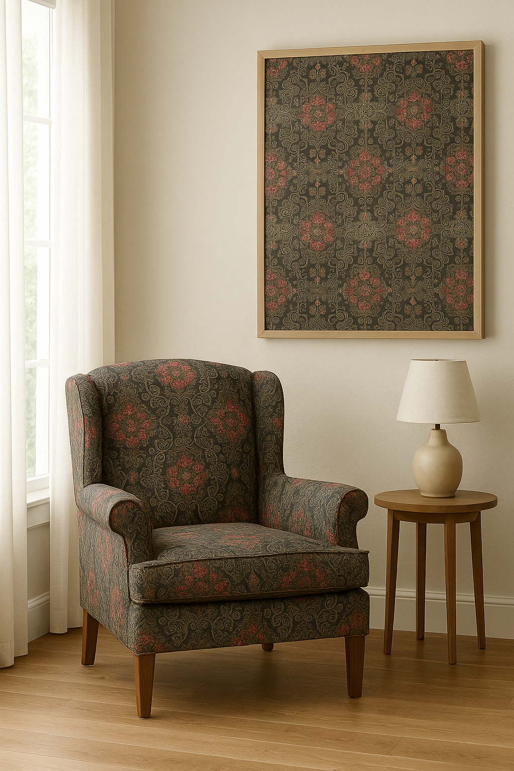 Armchair upholstered in Persian kilim organic cotton fabric