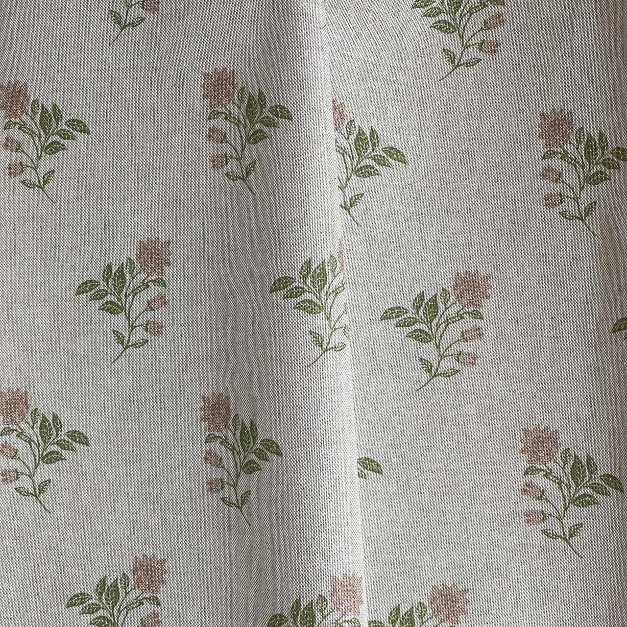 Fabric with floral pattern on a light gray background