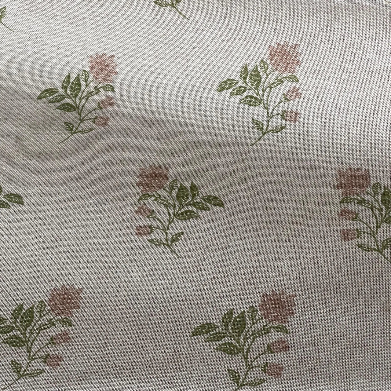 Floral curtain material with beige background