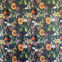 Thumbnail for Colorful floral pattern on a dark green background