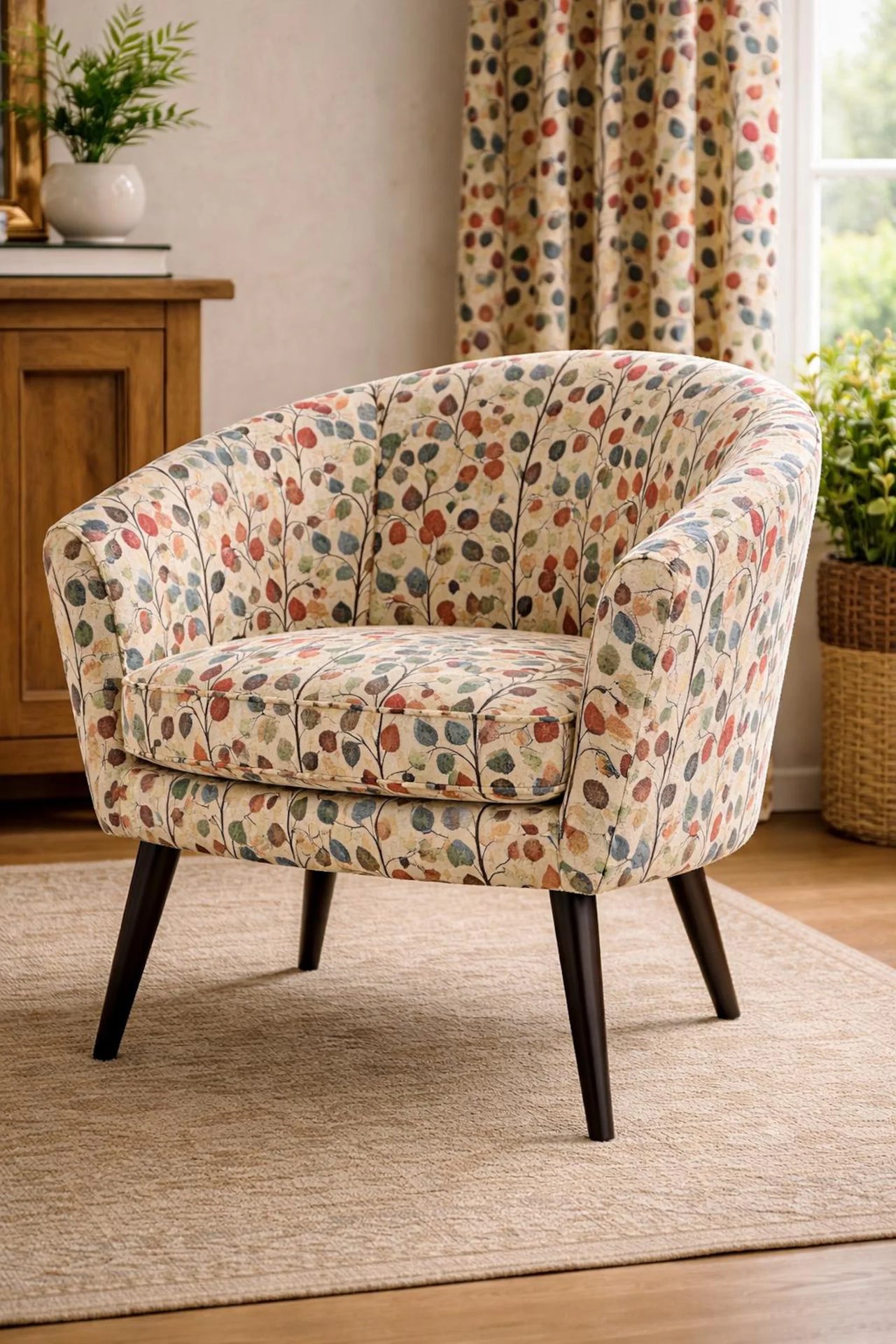 Rustic woodland leaves tapestry upholstery material by the metre