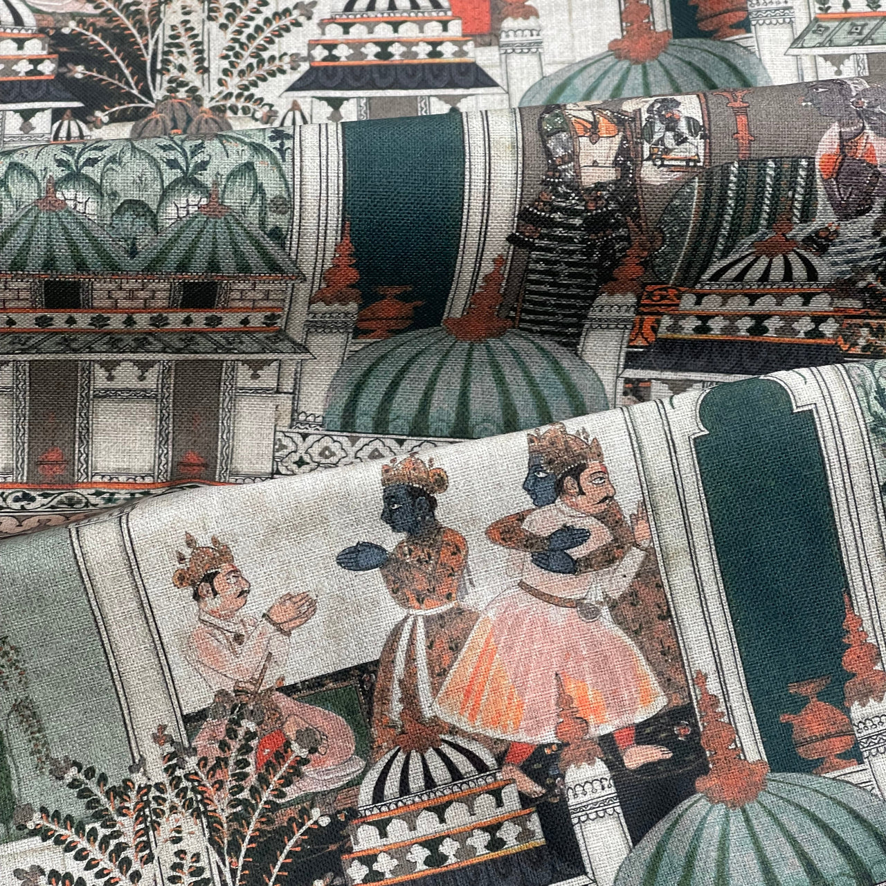 Indian-inspired storytelling fabric for curtains and cushions