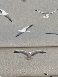 Thumbnail for Textile with seagull pattern on a gray background