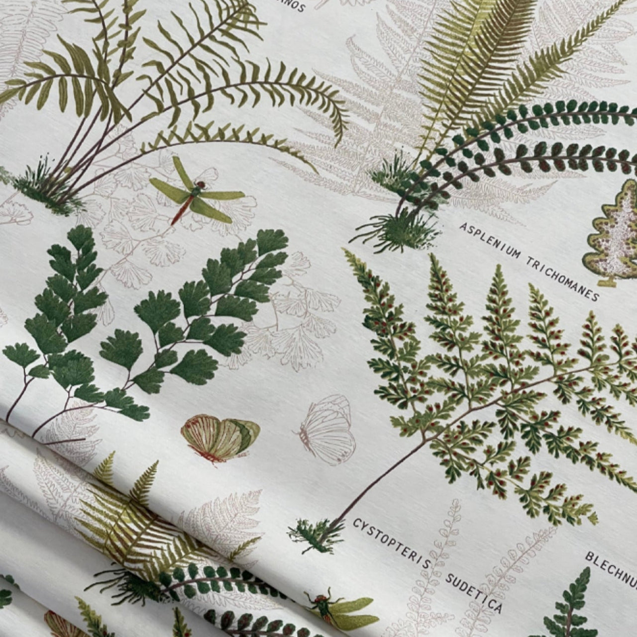 Fern pattern textile green white