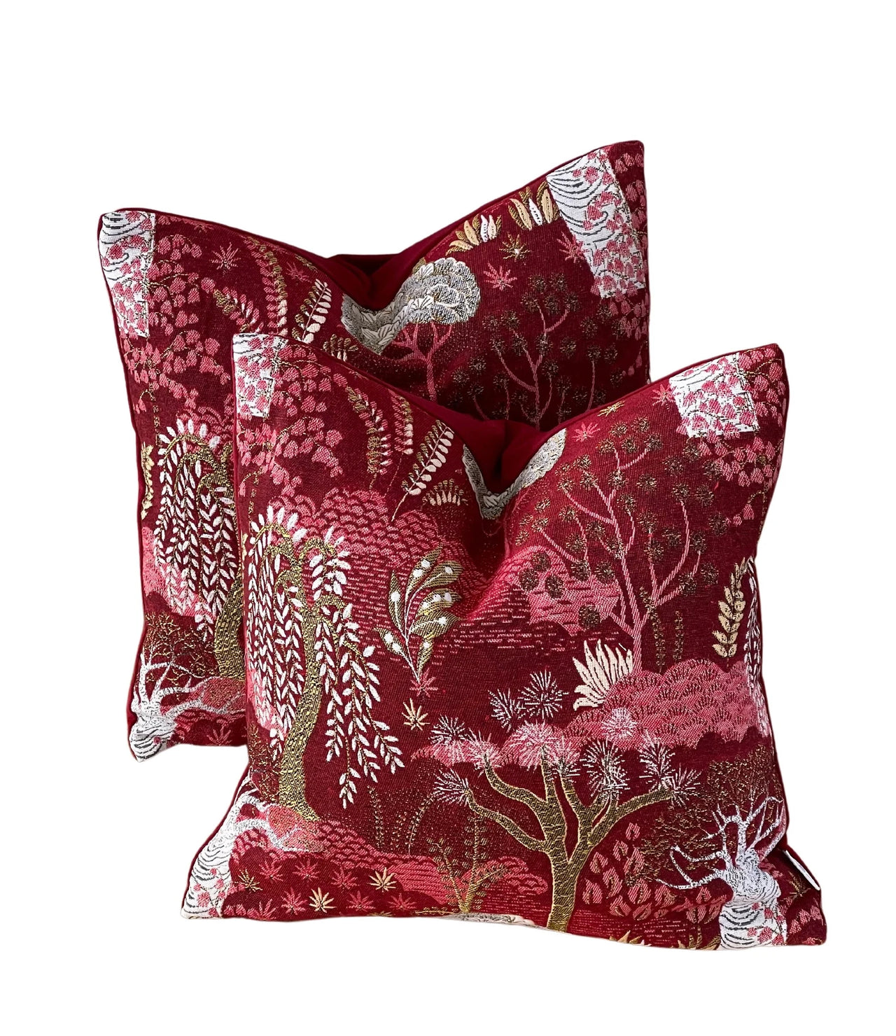 Coral and gold luxury throw pillow for sofa décor