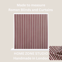 Thumbnail for Red ticking stripe cotton fabric with eggshell background