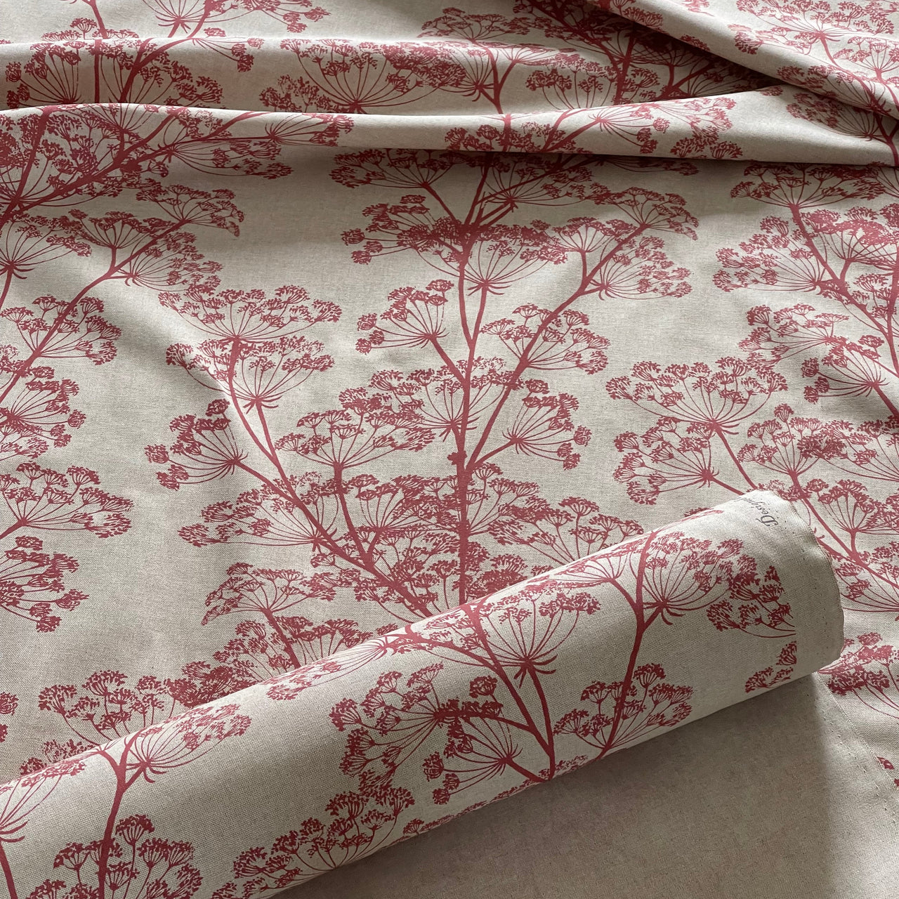 Red wildflower fabric for country cottage style interiors