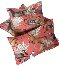 Thumbnail for Cotton pillow cover with Arabian-inspired horse pattern.