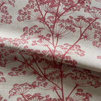 Thumbnail for Linen texture fabric with red floral sprig pattern for interiors