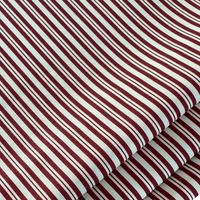 Thumbnail for Red ticking stripe cotton fabric with eggshell background