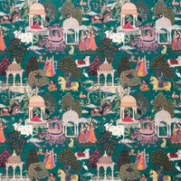 Thumbnail for Custom curtain project inspiration using emerald Regalia fabric with bold design motifs.

