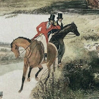Thumbnail for Printed Cotton for home decor with Two men on horseback in top hats riding through a landscape.