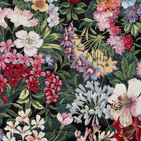 Thumbnail for Dark botanical tapestry fabric with red, pink, blue, and ivory flowers.