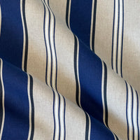 Thumbnail for Detailed view of the woven texture of Riviera blue striped furnishing fabric