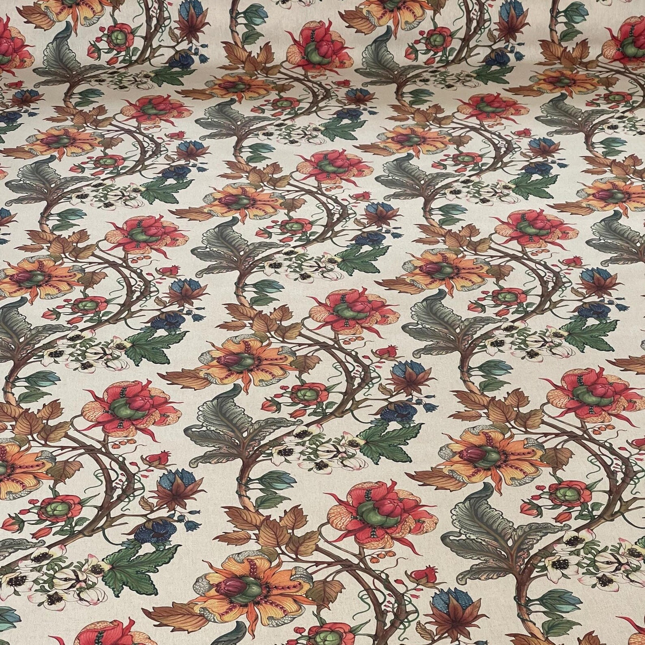 Classic garden tapestry cotton fabric natural background