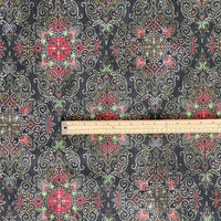 Thumbnail for Dark bohemian textile with red geometric kilim motifs