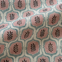 Thumbnail for Medallion leaf pattern fabric in blush pink and soft teal.