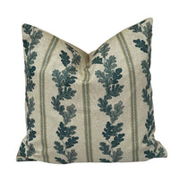 Thumbnail for Botanical oak leaf pillow cover with vertical green pattern