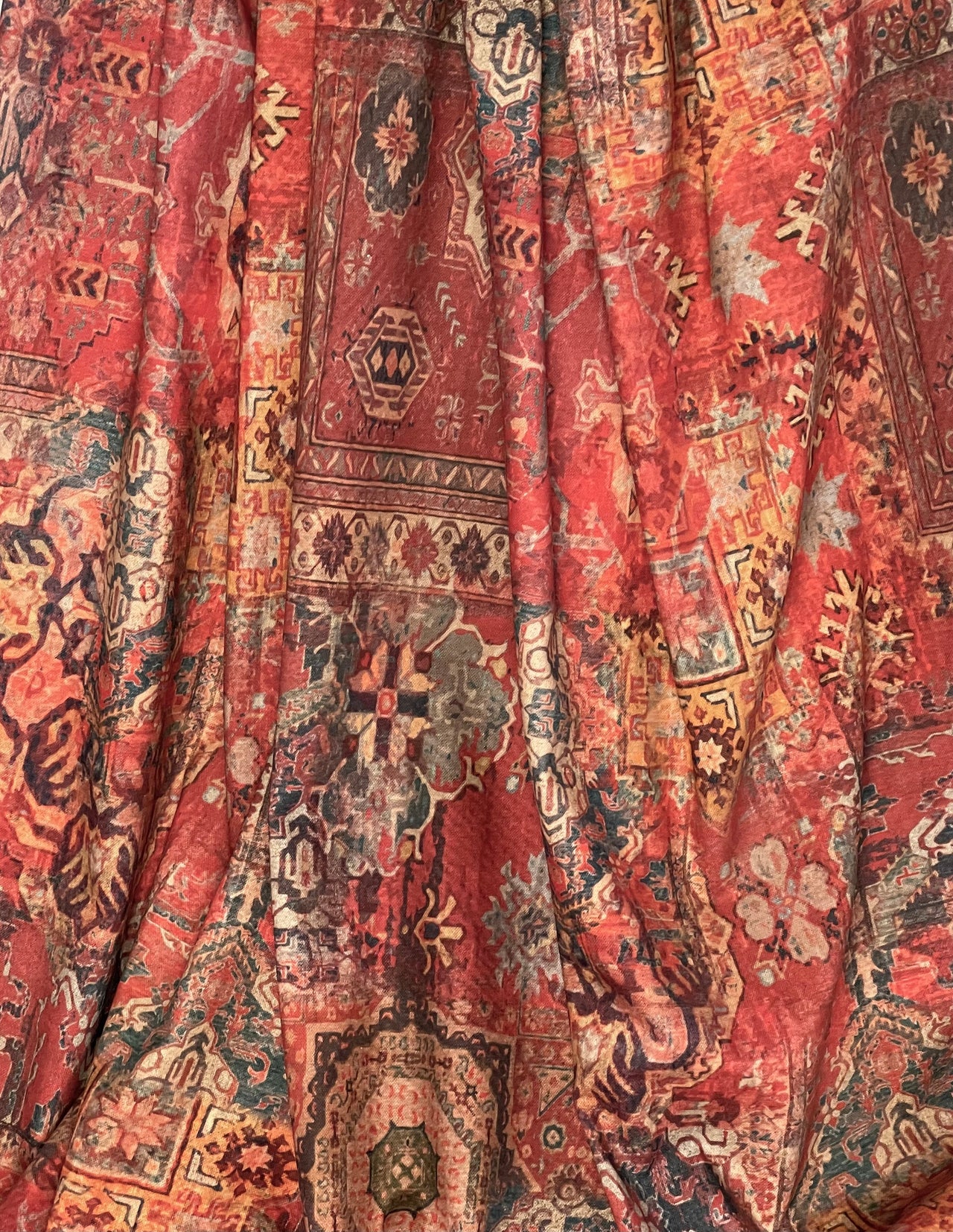 Bohemian oriental print cotton fabric for home accents.