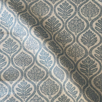 Thumbnail for Denim blue upholstery fabric with Nordic inspired leaf motifs