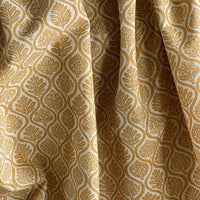 Thumbnail for Mustard ogee textile with repeating leaf pattern detail