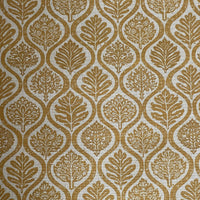 Thumbnail for Mustard leaf pattern fabric in repeating ogee lattice design