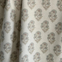 Thumbnail for Floral cotton linen blend fabric on warm beige-grey background