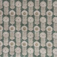 Thumbnail for Apple green patterned fabric with stylised floral motifs and leaf details