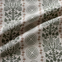 Thumbnail for Upholstery fabric with botanical medallion print in green and warm rust tones