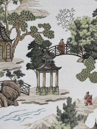 Thumbnail for Scenic oriental cotton fabric for curtains and upholstery