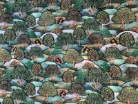 Thumbnail for Pattern of trees and landscapes in various shades of green and brown.